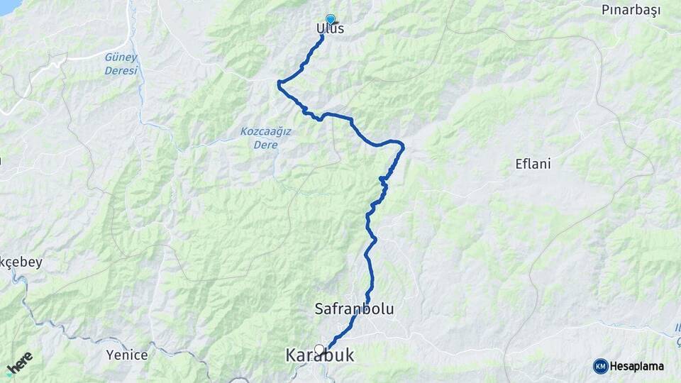 Bartın Ulus Karabük Arası Kaç Km - Yol Haritası