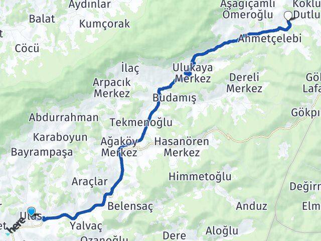 Bartın Ulus Köklü Ulus Arası Kaç Km - Yol Haritası