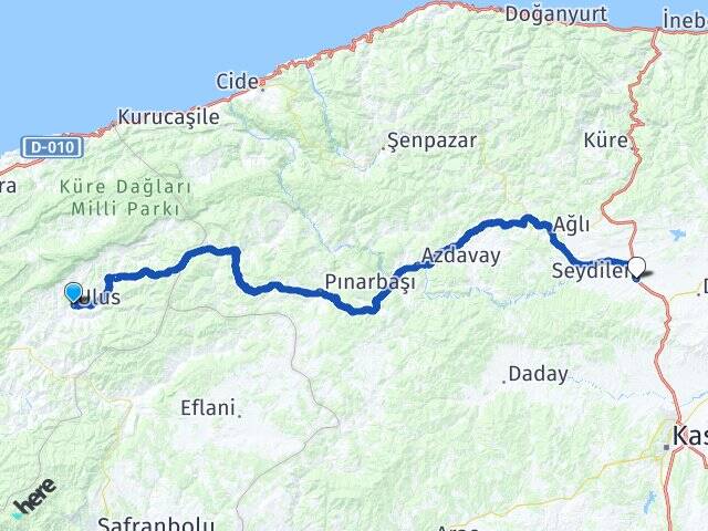 Bartın Ulus Seydiler Kastamonu Arası Kaç Km - Yol Haritası