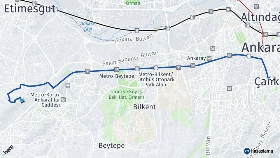Başkent Üniversitesi Çankaya Arası Kaç Km - Yol Tarifi