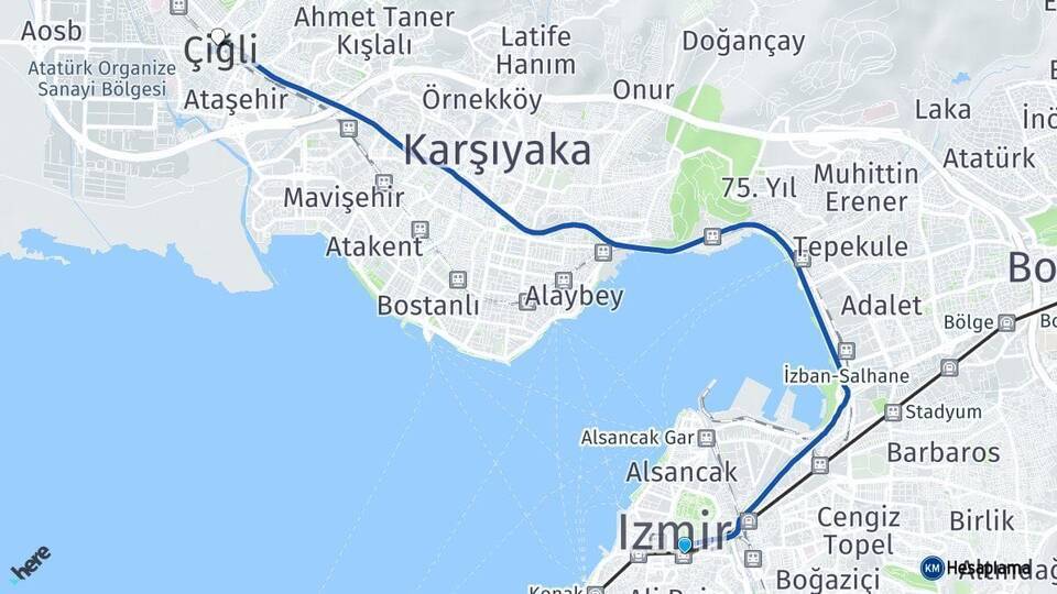 Basmane Tren Garı Çiğli Arası Kaç Km - Yol Tarifi