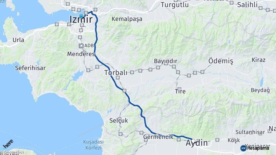 Basmane Tren Garı Efeler Arası Kaç Km - Yol Tarifi
