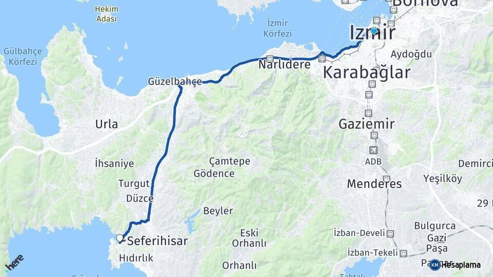 Basmane Tren Garı Sığacık Arası Kaç Km - Yol Tarifi
