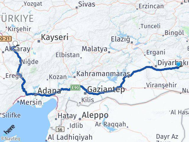 Batman Acıgöl Nevşehir Arası Kaç Km - Yol Haritası