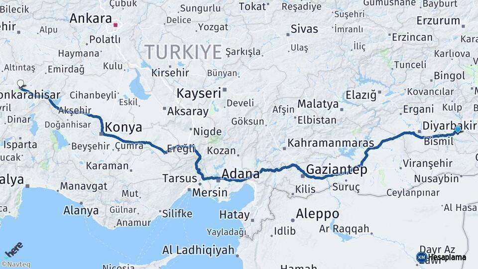 Batman Afyonkarahisar Arası Kaç Km - Yol Haritası