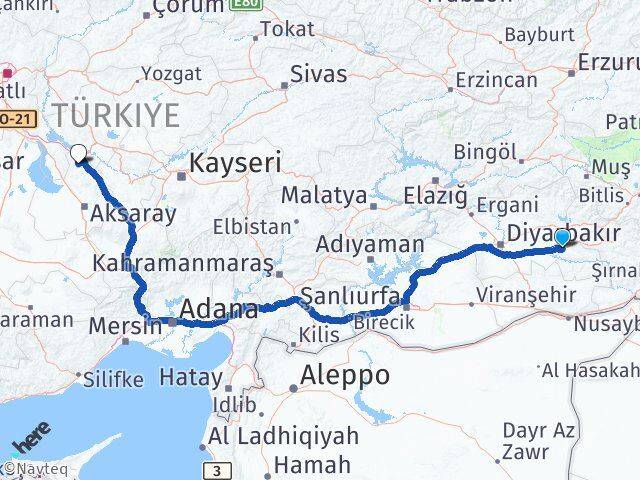 Batman Ağaçören Aksaray Arası Kaç Km - Yol Haritası