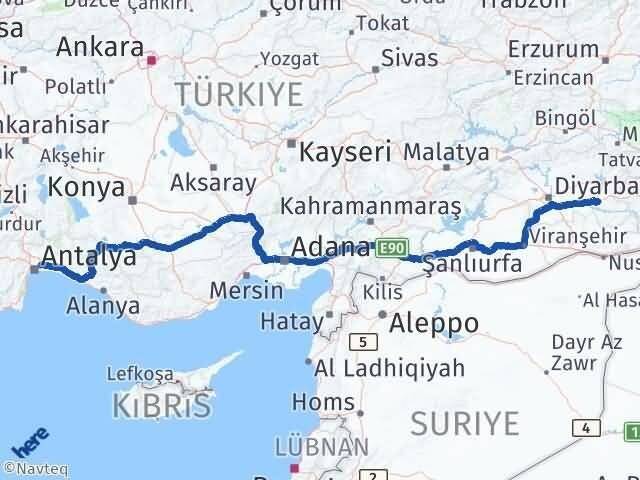 Batman Aksu Antalya Arası Kaç Km - Yol Haritası