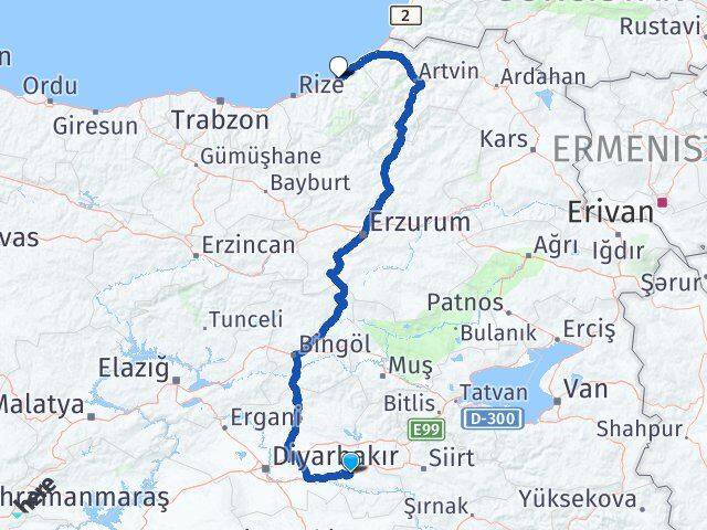 Batman Ardeşen Rize Arası Kaç Km - Yol Haritası