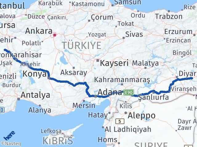 Batman Aslanapa Kütahya Arası Kaç Km - Yol Haritası