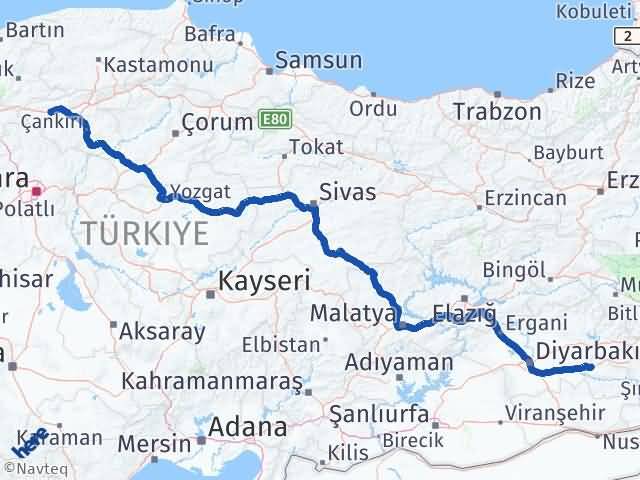 Batman Atkaracalar Çankırı Arası Kaç Km - Yol Haritası