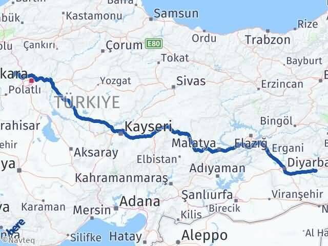 Batman Ayaş Ankara Arası Kaç Km - Yol Haritası