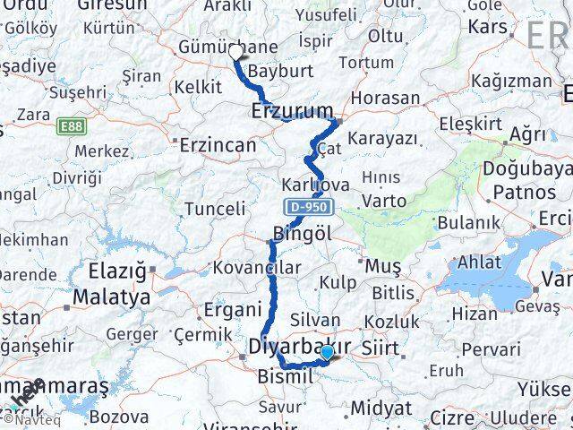 Batman Aydıntepe Bayburt Arası Kaç Km - Yol Haritası