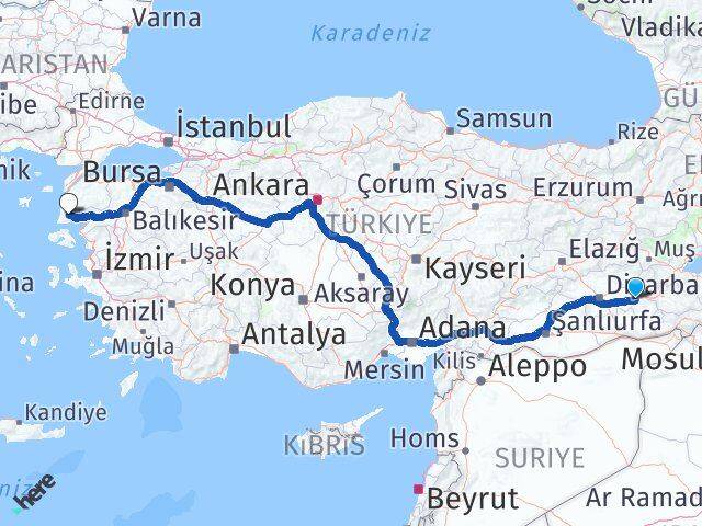 Batman Ayvacık Çanakkale Arası Kaç Km - Yol Haritası