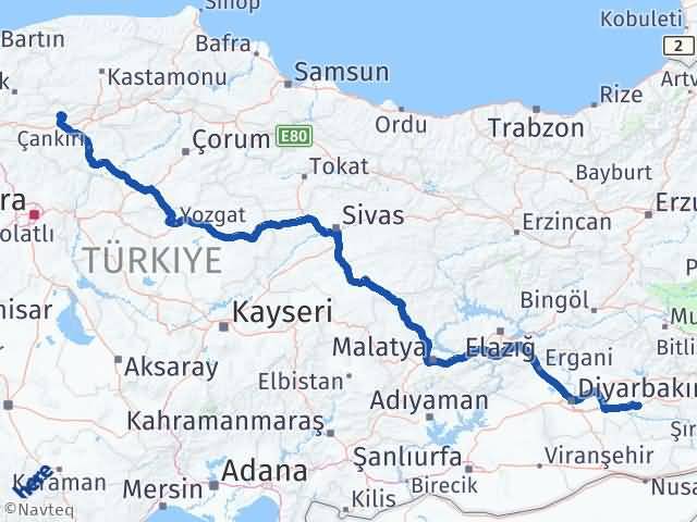 Batman Bayramören Çankırı Arası Kaç Km - Yol Haritası