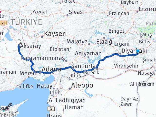Batman Beşiri Aksaray Arası Kaç Km - Yol Haritası
