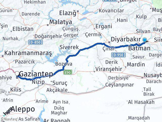 Batman Beşiri Gaziantep Arası Kaç Km - Yol Haritası
