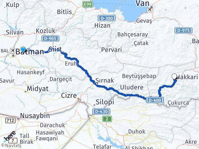 Batman Beşiri Hakkari Arası Kaç Km - Yol Haritası