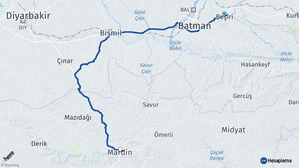 Batman Beşiri Mardin Arası Kaç Km - Yol Haritası