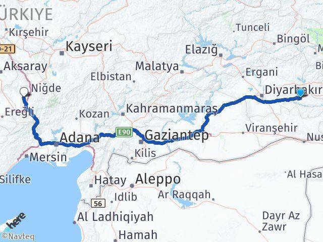 Batman Bor Niğde Arası Kaç Km - Yol Haritası