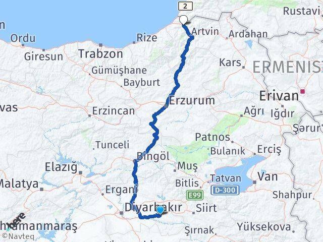 Batman Borçka Artvin Arası Kaç Km - Yol Haritası