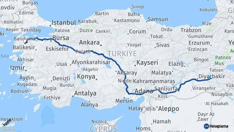 Batman Çan Çanakkale Arası Kaç Km - Yol Haritası