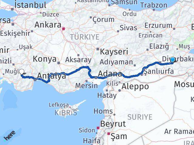 Batman Çavdır Burdur Arası Kaç Km - Yol Haritası