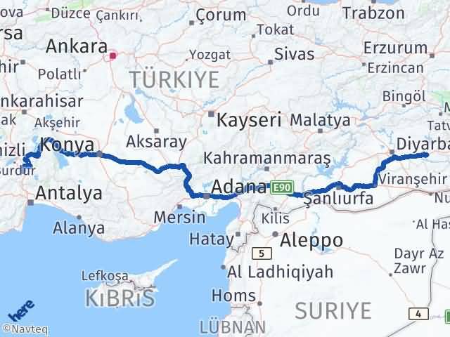 Batman Çeltikçi Burdur Arası Kaç Km - Yol Haritası