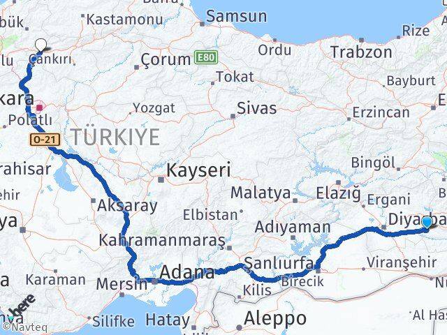 Batman Çerkeş Çankırı Arası Kaç Km - Yol Haritası