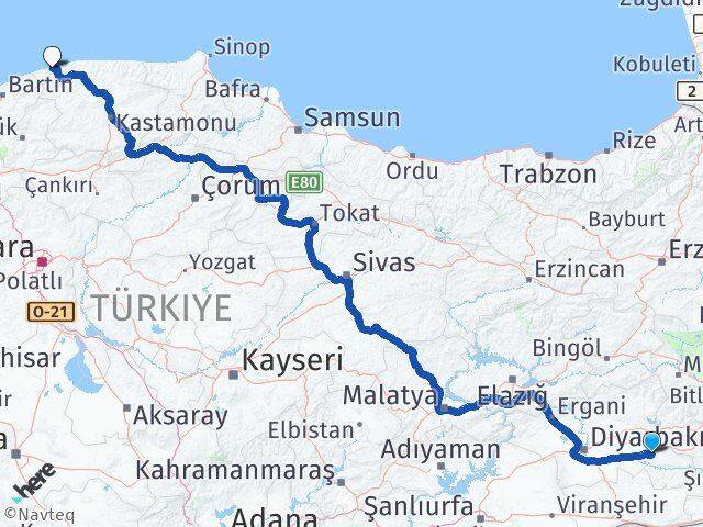 Batman Cide Kastamonu Arası Kaç Km - Yol Haritası