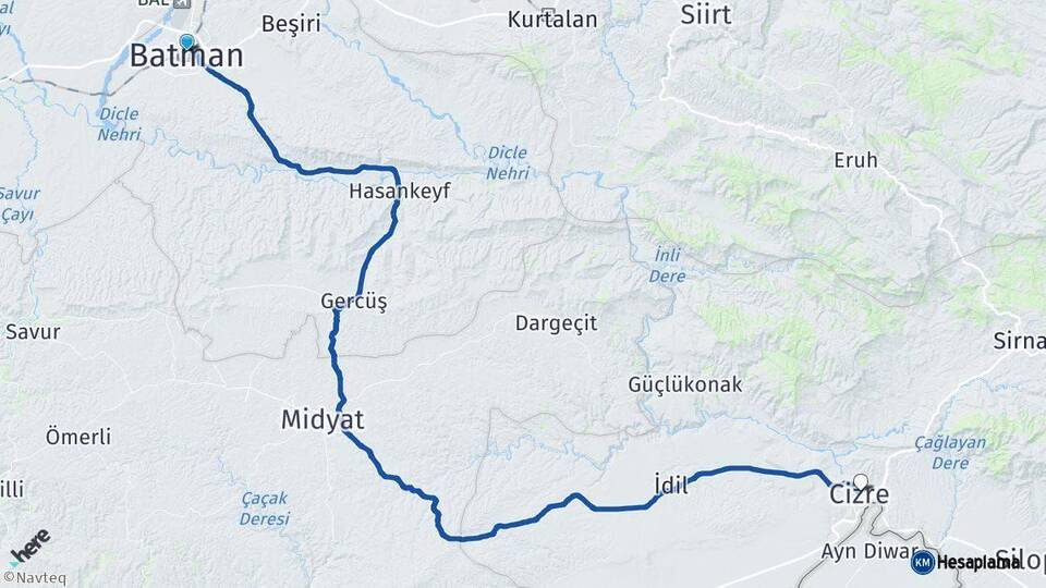 Batman Cizre Şırnak Arası Kaç Km - Yol Haritası