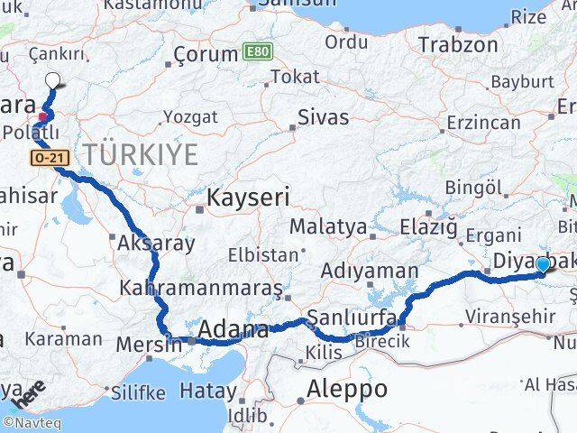 Batman Çubuk Ankara Arası Kaç Km - Yol Haritası