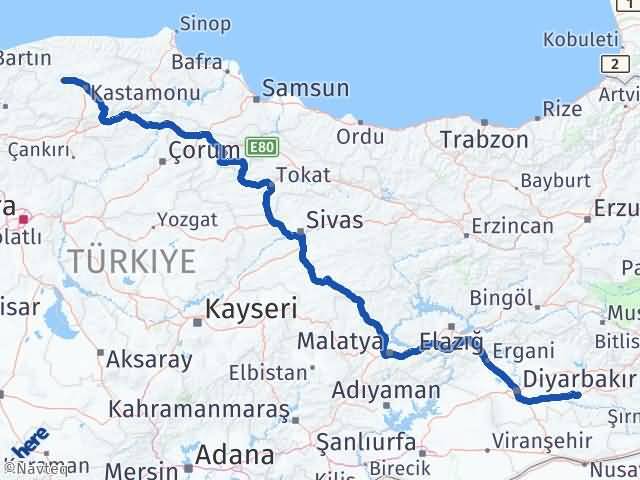 Batman Daday Kastamonu Arası Kaç Km - Yol Haritası