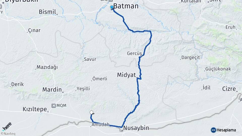 Batman Dara Artuklu Mardin Arası Kaç Km - Yol Haritası