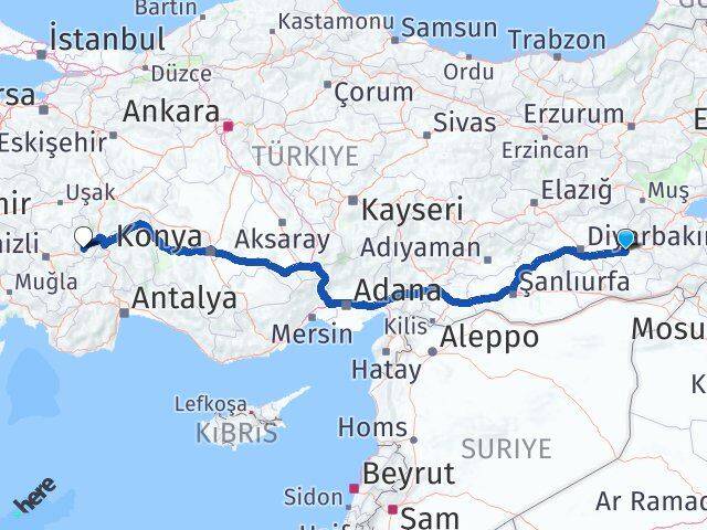Batman Dazkırı Afyonkarahisar Arası Kaç Km - Yol Haritası