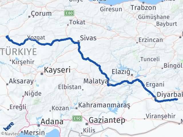 Batman Delice Kırıkkale Arası Kaç Km - Yol Haritası