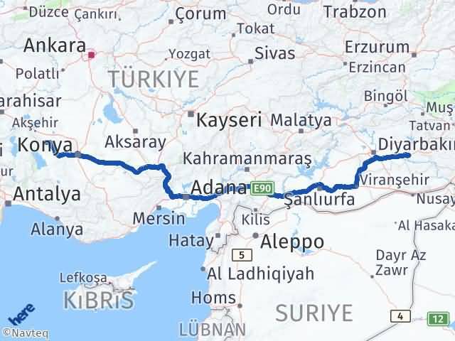 Batman Doğanhisar Konya Arası Kaç Km - Yol Haritası