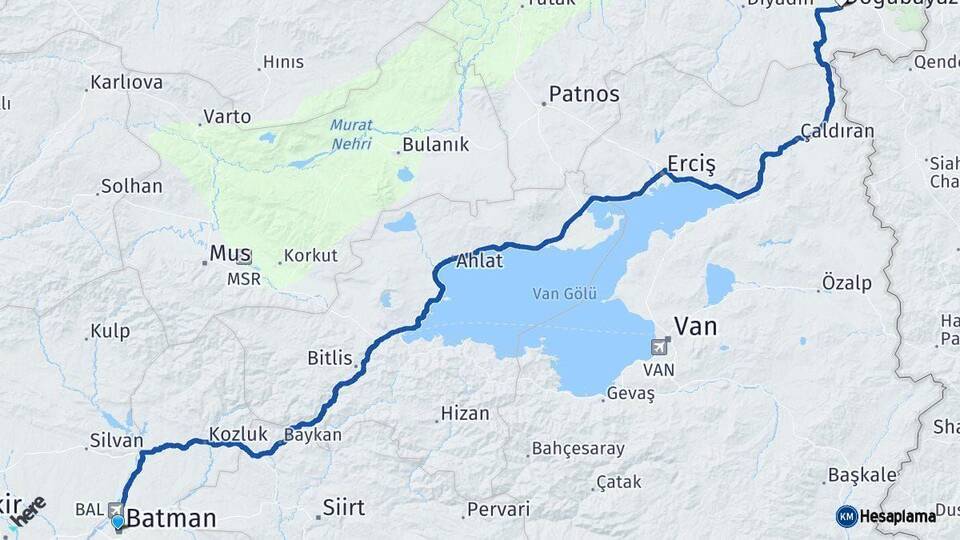 Batman Doğubayazıt Ağrı Arası Kaç Km - Yol Haritası