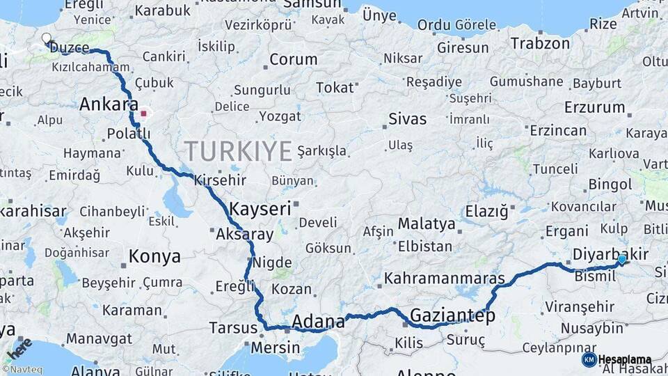 Batman Düzce Arası Kaç Km - Yol Haritası