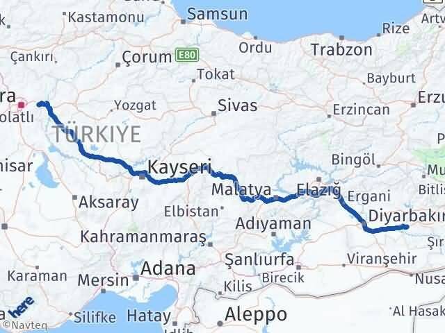 Batman Elmadağ Ankara Arası Kaç Km - Yol Haritası
