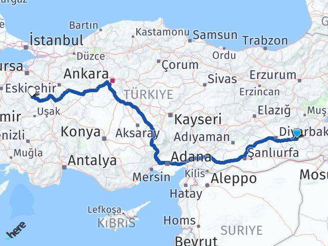 Batman Emet Kütahya Arası Kaç Km - Yol Haritası