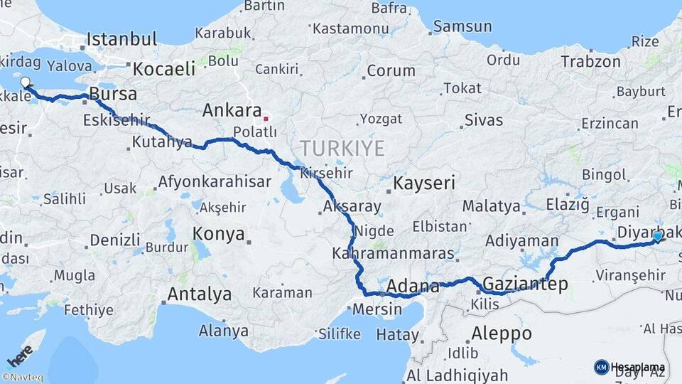 Batman Erdek Balıkesir Arası Kaç Km - Yol Haritası