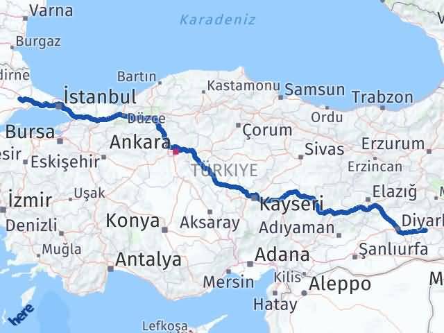 Batman Ergene Tekirdağ Arası Kaç Km - Yol Haritası