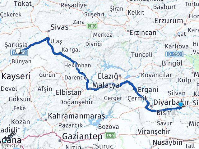 Batman Gemerek Sivas Arası Kaç Km - Yol Haritası