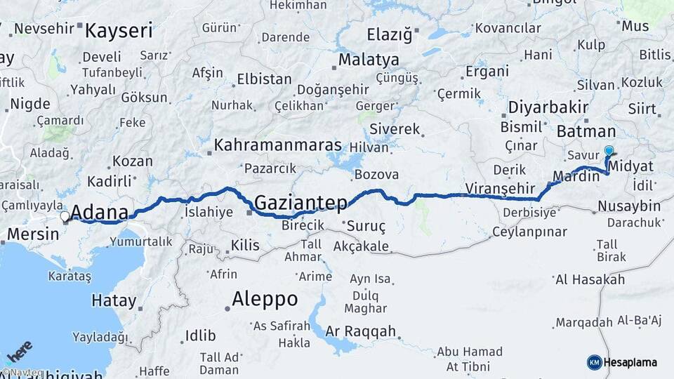 Batman Gercüş Adana Arası Kaç Km - Yol Haritası