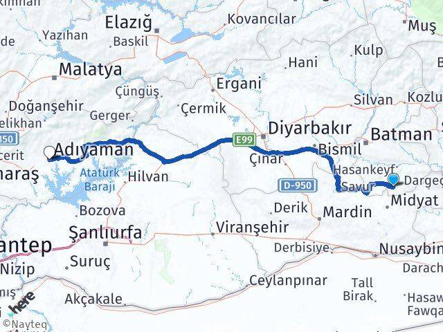 Gercüş Adıyaman Arası Kaç Km - Yol Tarifi