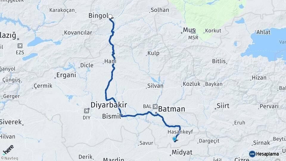 Batman Gercüş Bingöl Arası Kaç Km - Yol Haritası