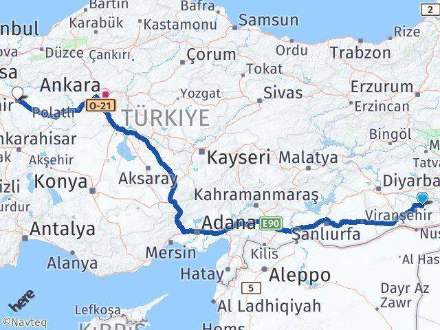 Gercüş Eskişehir Arası Kaç Km - Yol Tarifi