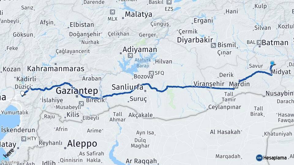 Batman Gercüş Osmaniye Arası Kaç Km - Yol Haritası