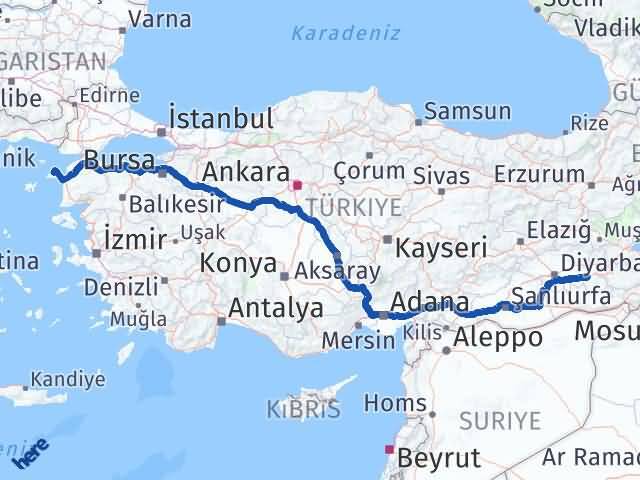 Batman Gökçeada Çanakkale Arası Kaç Km - Yol Haritası