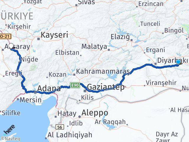 Batman Gülağaç Aksaray Arası Kaç Km - Yol Haritası